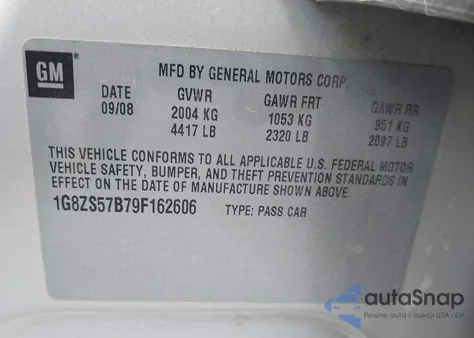 2009 Saturn Aura Xe from USA, damaged, VIN 1G8ZS57B79F162606